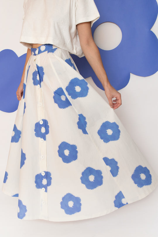 Woman Long skirt - Blue flowers (ADULT)