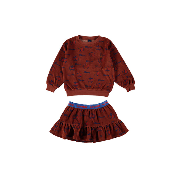 Sweatshirt velvet veterinary & Mini skirt “Outfit set”