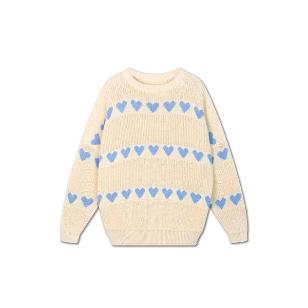 Summer day blue heart knit sweater