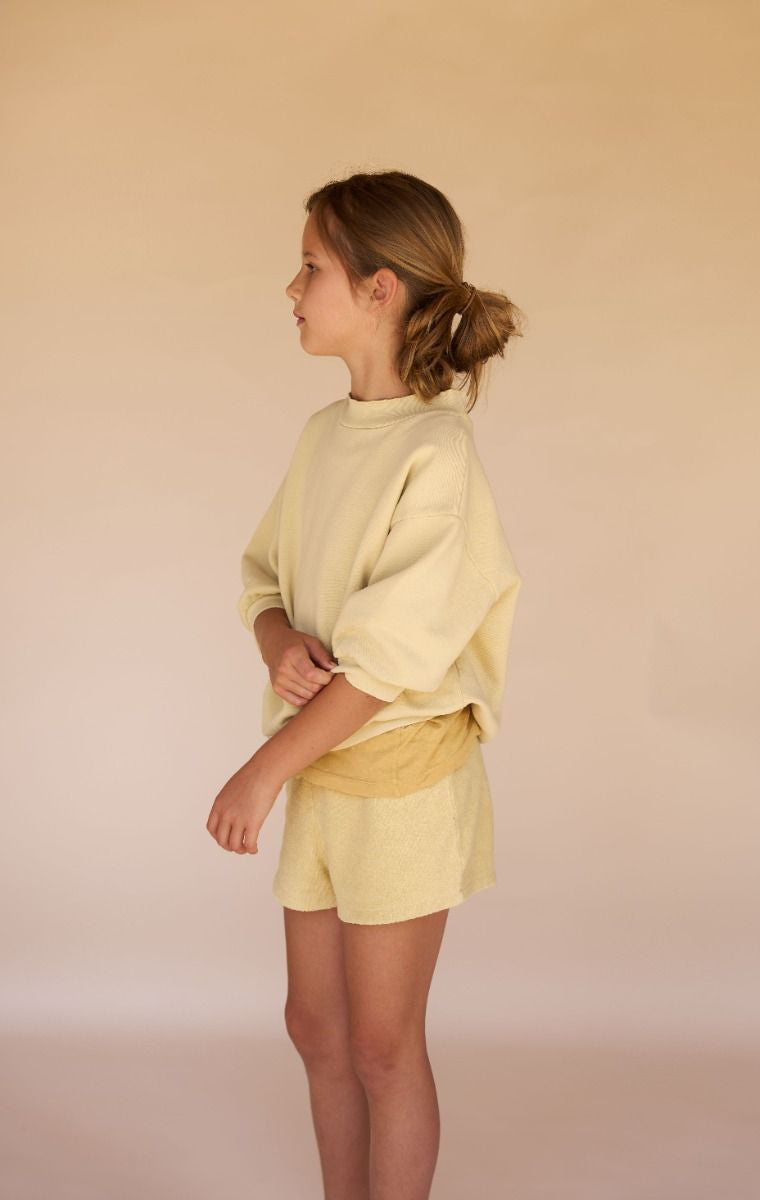 Pale Yellow Boxy Sweater & Shorts "Outfit set"