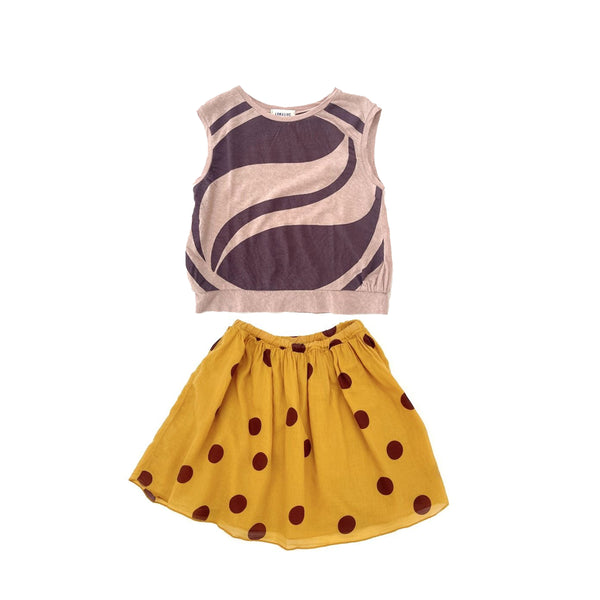 mineral yellow wide skirt & cream sleeveless tee