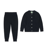 Dark Navy Pointelle Cardigan & Pants