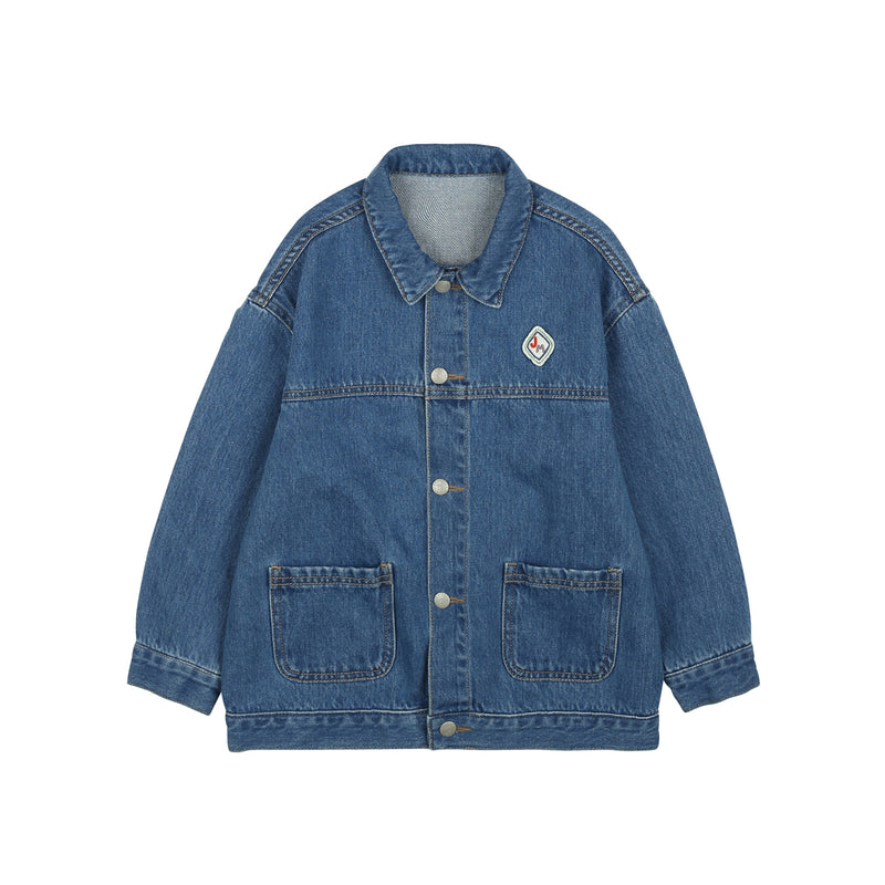 Pink Cat Denim Jacket | indigo