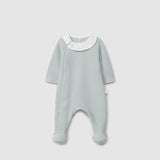 Greyish Blue Babygrow with embroidered collar