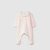 Old Pink Babygrow ruffled collar with flowers