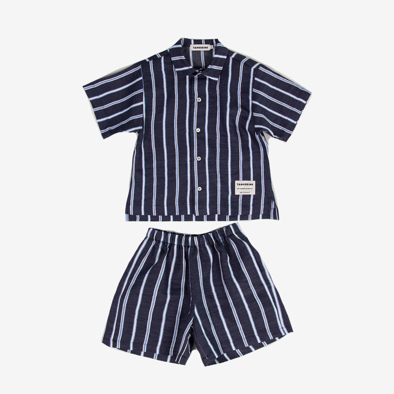 STRIPED SHIRT & SHORTS - NAVY "Outfit Set"