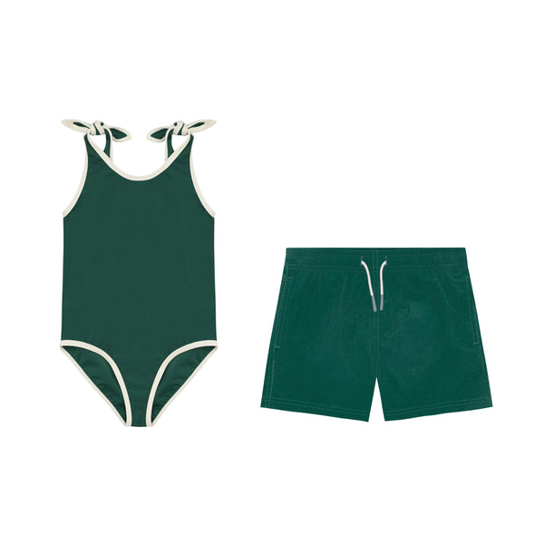 ELIZABETH SWIMSUIT & MATCHING SHORTS - OXFORD GREEN