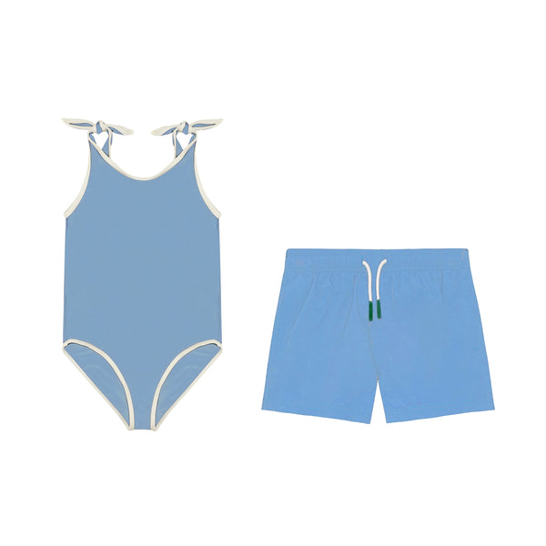 ELIZABETH SWIMSUIT & MATCHING SHORTS - BLUE POPPY