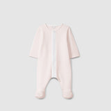 Pink Babygrow with cross stitch embroidery detail