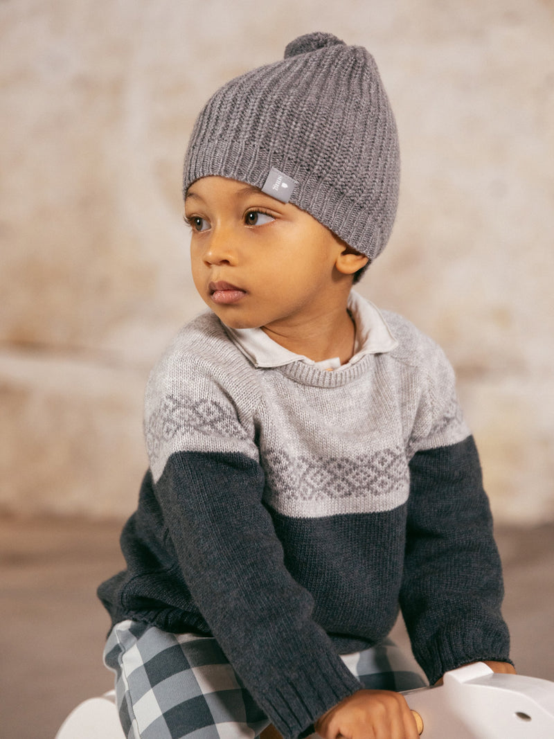 Knitted Beanie - Grey Blue