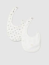 Salmon Babygrow with embroidery & a Pack of 2 bibs