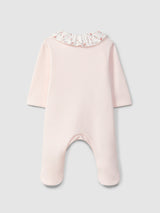 Old Pink Babygrow ruffled collar with flowers