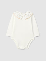 Light Yellow Dungaree & Ruffled Collar in Floral Gauze