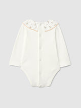 Light Yellow Dungaree & Ruffled Collar in Floral Gauze