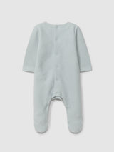 Greyish Blue Babygrow with embroidery & a Pack of 2 bibs