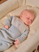 Greyish Blue Babygrow with embroidery & a Pack of 2 bibs