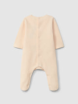 Salmon Babygrow with embroidery & a Pack of 2 bibs