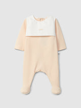 Salmon Babygrow with embroidery & a Pack of 2 bibs