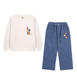 Love Block Sweatshirt & Denim Pants