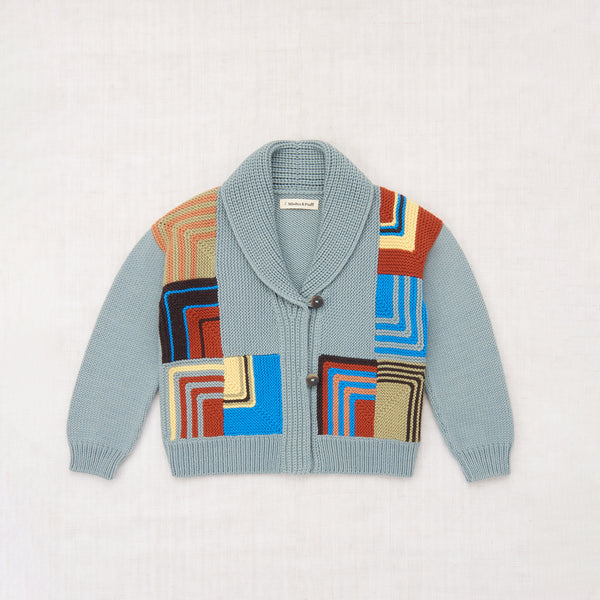 Patchwork Shawl Collar Cardigan