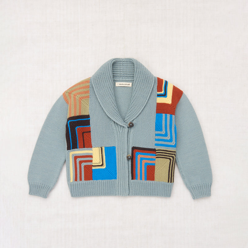 Patchwork Shawl Collar Cardigan