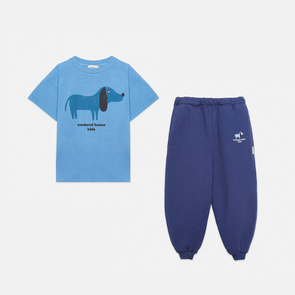 Embroidered Blue Dog Sweatpants and t-shirt