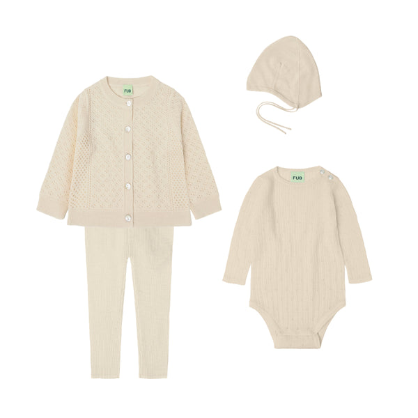 4 Pcs Ecru Baby Set