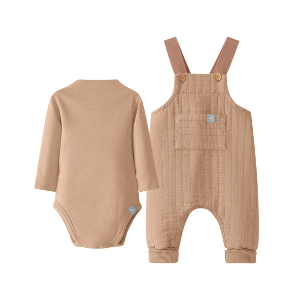 DUNGAREE WITH POCKET & BODYSUIT | NUDE