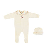 Ecru Teddy Velour Baby Set