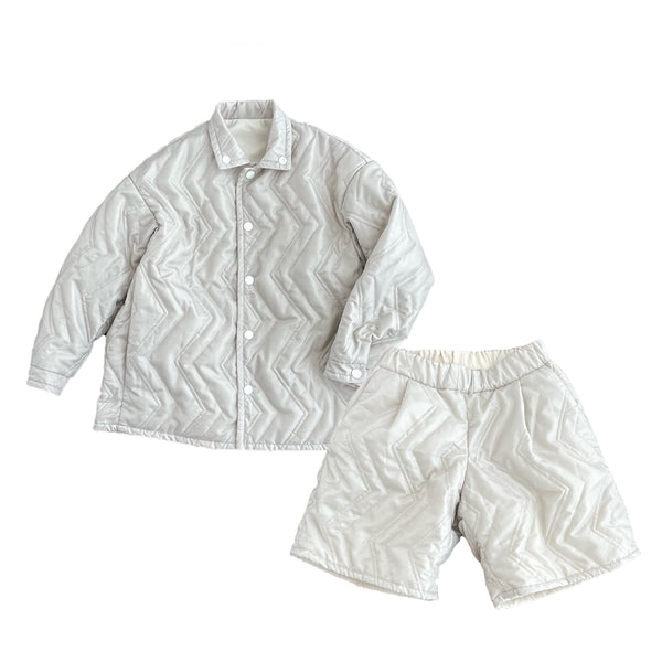 reversible quilt jacket and shorts-sand "Outfit set"