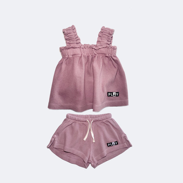 MAUVE SLEEVELESS PLAY COOL TOP & SHORTS "Outfit Set"