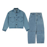 CROPPED DENIM SHIRT & BARREL PANTS