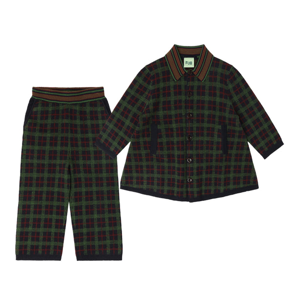 Checkered felted coat & pants