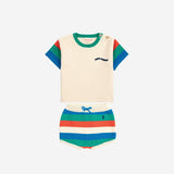 Baby Color block knitted T-shirt & Striped shorts