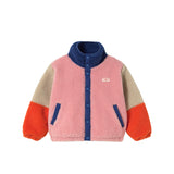 Blue Color Block Polar Sherpa Jacket