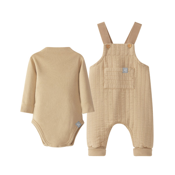 DUNGAREE WITH POCKET & BODYSUIT | SAND