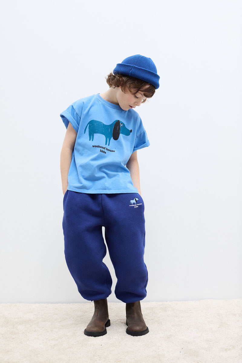 Embroidered Blue Dog Sweatpants and t-shirt