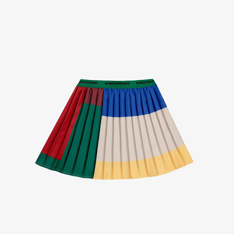 Color Block pleated woven skirt