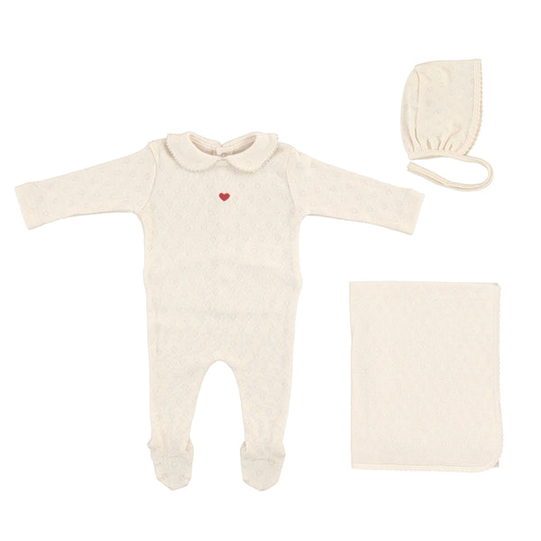 Natural Baby Girl Heart 3 Pieces Set