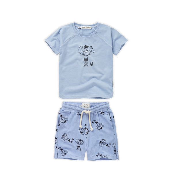 Blue mood Muscle T-shirt  & Terry short "Outfit Set"