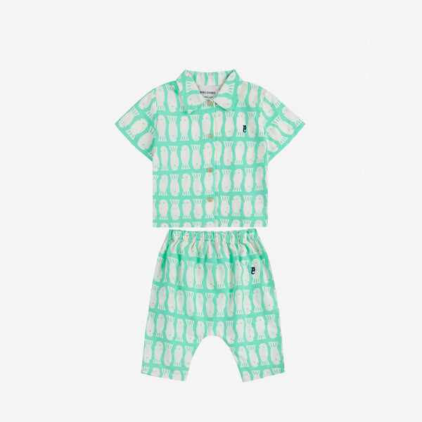 Baby Lucky Fish all over woven blouse & Pants