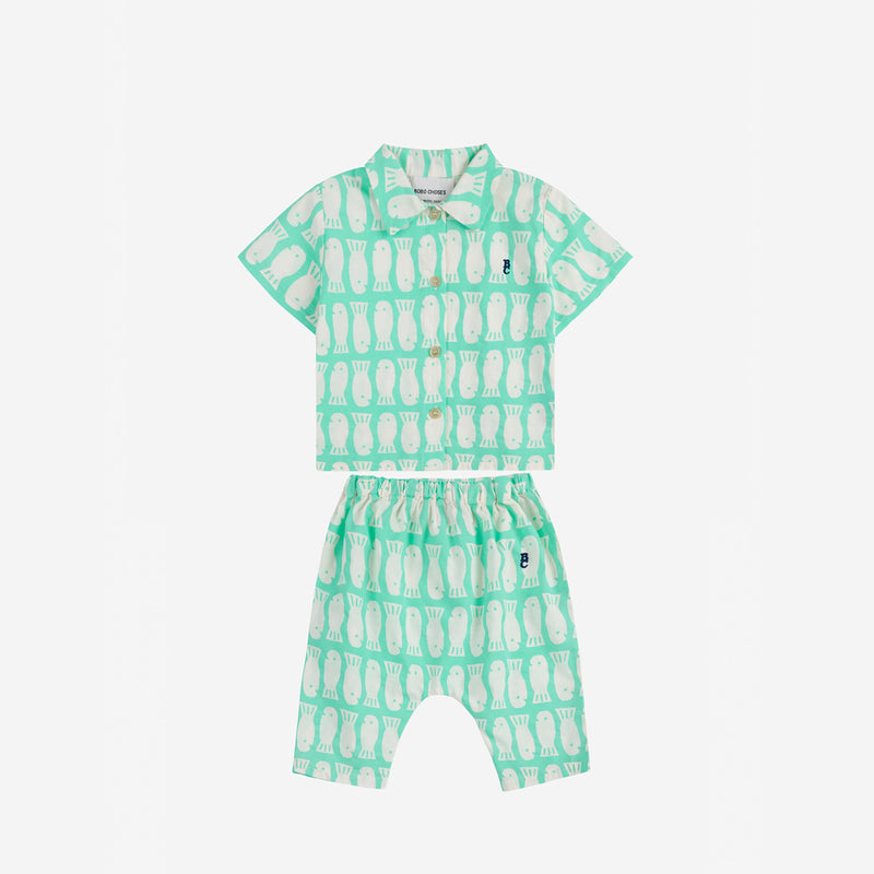 Baby Lucky Fish all over woven blouse & Pants