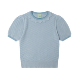 Pale Blue Tee & Pleated Skirt