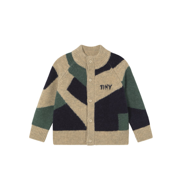 Geometric Mockneck Cardigan