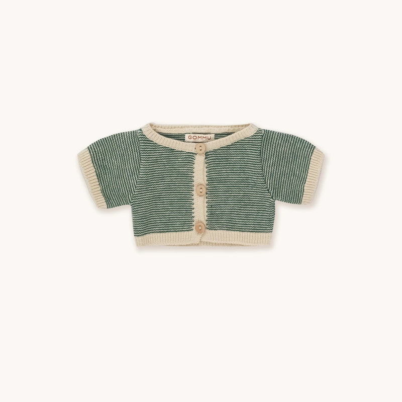 GOMMU MICRO STRIPES  CARDIGAN *CREAM/GREEN*