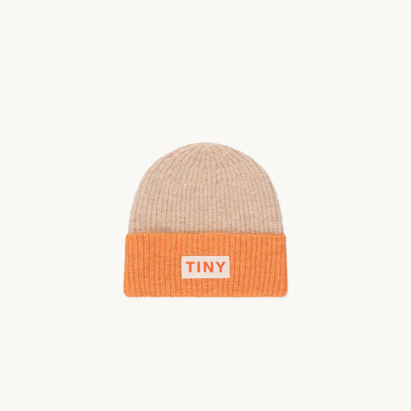 COLOR BLOCK BEANIE sand/summer orange