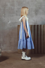 Beth Sky Blue Satin Dress