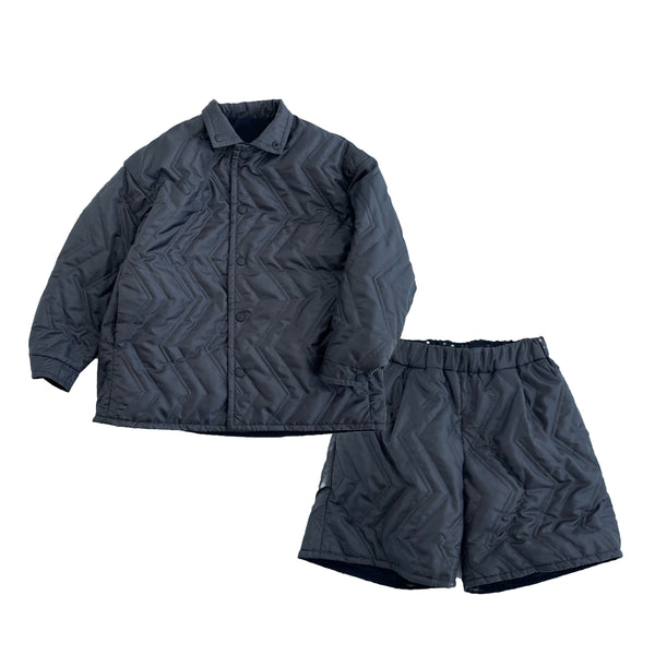 reversible quilt jacket and shorts-charcoal "Outfit set"