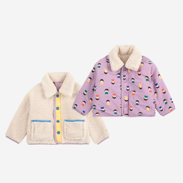 Game Pawns All Over Reversible Sheepskin Jacket - baby
