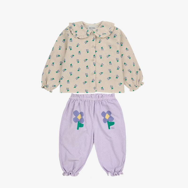 Baby Pansy Flower blouse & Pants "Outfit Set"